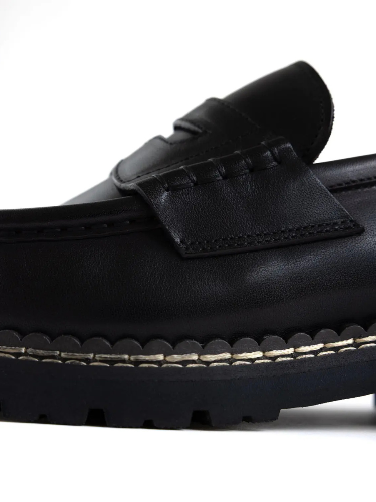 Black Mercer Society Atlas Loafer in EU38 / UK5.5 / US6, showing classic slip-on design with smooth leather finish.