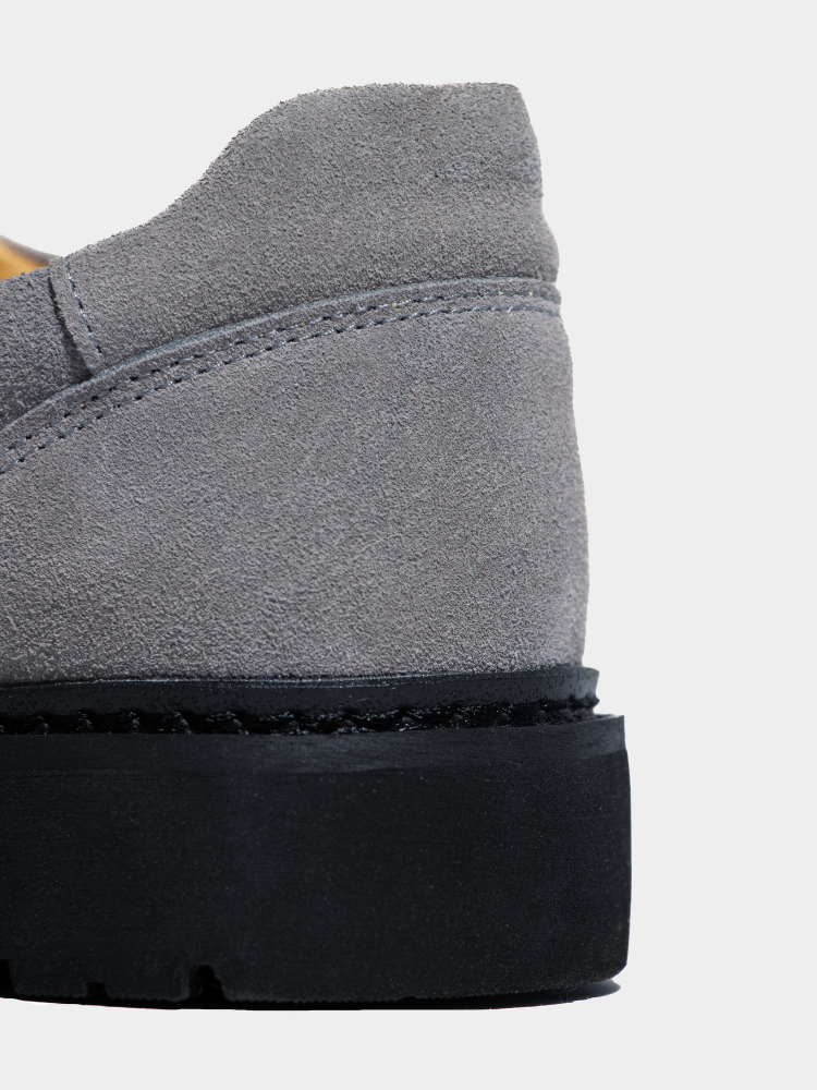 Mercer Society Summit Derby in grey leather, EU40/UK6.5/US7, shown on a clean background, highlighting sleek design and classic style.