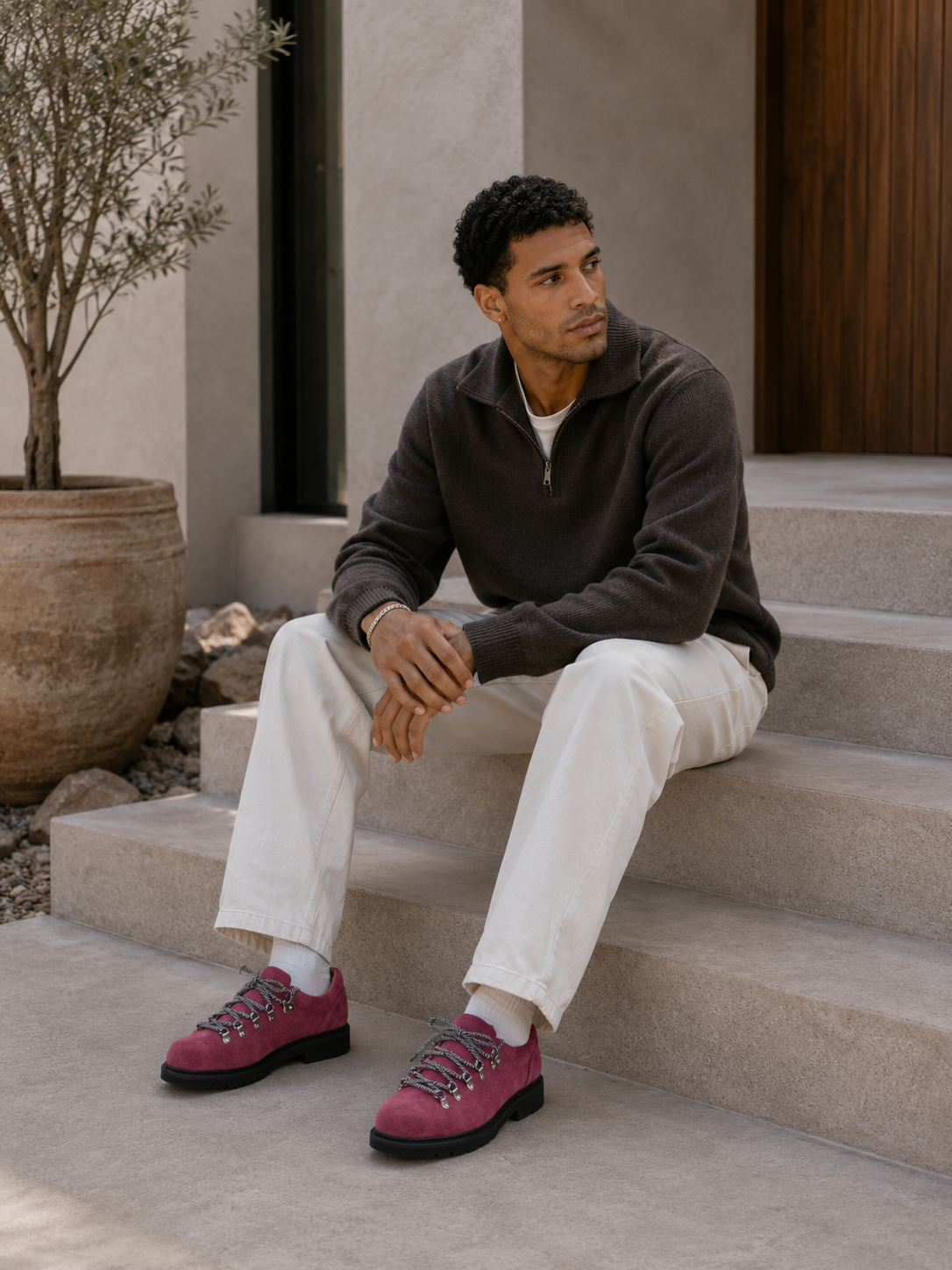 Mercer Society Summit Derby Rosewood Dust shoe with polished finish and classic derby style, shown in a close-up image.