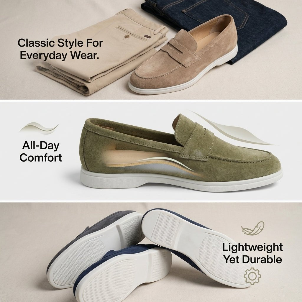 Mayfair Suede Penny Loafers - Timeless, Luxurious Slip-On Shoes - Mercer Society