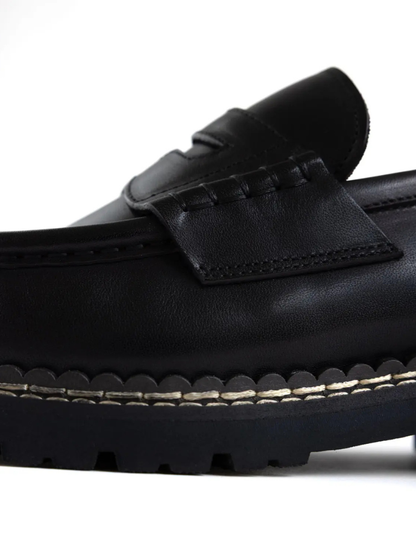 Black Mercer Society Atlas Loafer in EU38 / UK5.5 / US6, showing classic slip-on design with smooth leather finish.