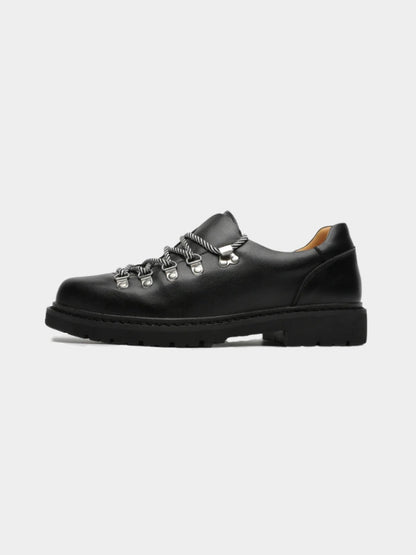 Black Mercer Society Summit Derby shoe in EU38/UK5.5/US6, showcasing classic leather design and sleek formal style.