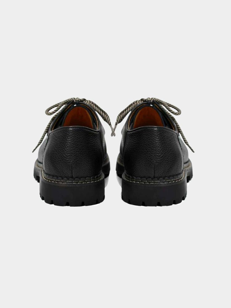 Black grain leather Mercer Society Slate Derby shoe in EU38 / UK5.5 / US6, featuring sleek design and classic craftsmanship.