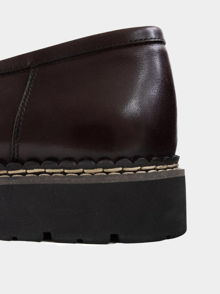 Brown Mercer Society Atlas Loafer in EU 38 / UK 5.5 / US 6, featuring classic slip-on style and smooth leather finish.