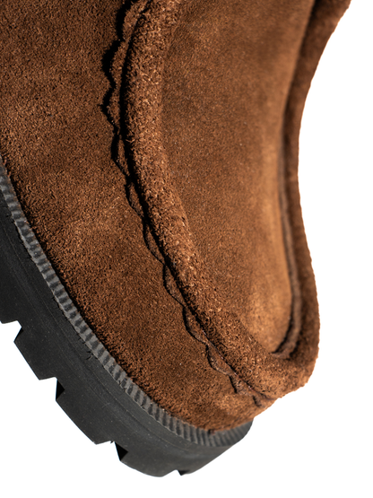Brown Mercer Society Lug Moc Derby shoes in size EU38, UK5.5, US6, displayed on a clean background.