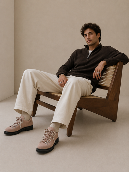 Mercer Society Summit Derby Dusty Grace shoe featuring a stylish dusty gray finish and classic derby design.