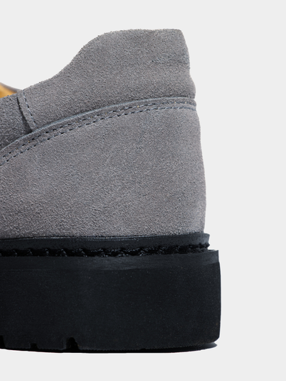 Mercer Society Summit Derby in grey leather, EU40/UK6.5/US7, shown on a clean background, highlighting sleek design and classic style.