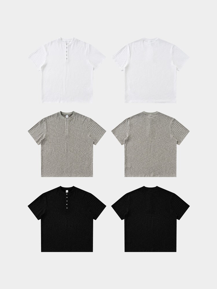 Mercer Society Rill Henley in sage green, featuring a casual long-sleeve with button placket and soft fabric.