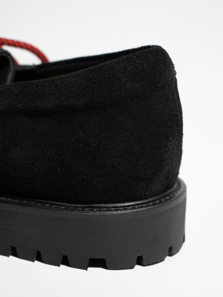 Mercer Society Heritage Derby Black Suede shoes with classic design and sleek black suede leather for stylish men's footwear.
