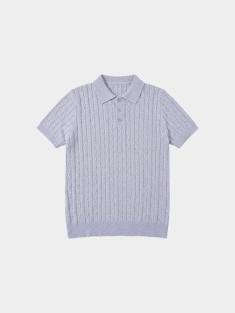Mercer Society Cove Polo in lilac, featuring a classic collar and short sleeves, displayed on a plain background.