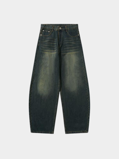 Mercer Society Hull Jeans showing dark denim fabric with classic five-pocket design and straight-leg cut.