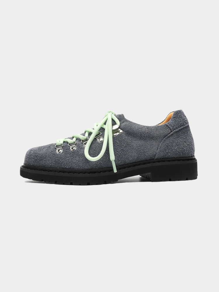 Mercer Society Summit Derby Sea Blue shoe in EU38 / UK5.5 / US6, featuring a sleek leather design and stylish stitching.