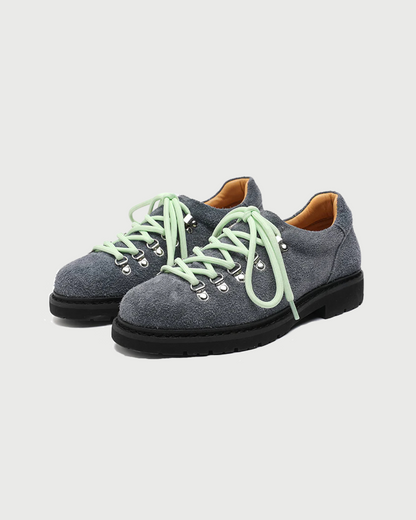 Mercer Society Summit Derby shoes in Sea Blue, EU 38 / UK 5.5 / US 6, showing stylish leather design and classic lace-up detail.