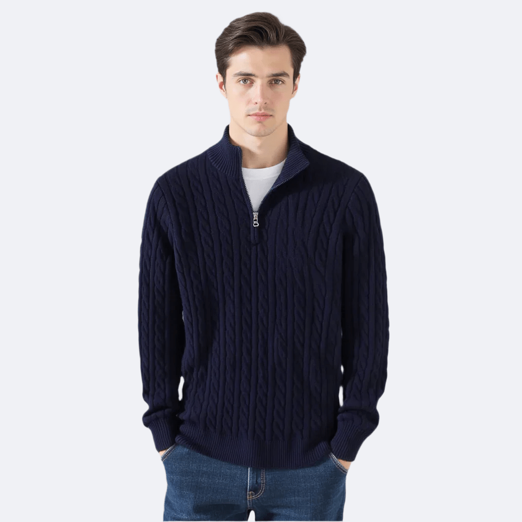 Taebaek Zip-Up Cable Knit Sweater - Mercer Society