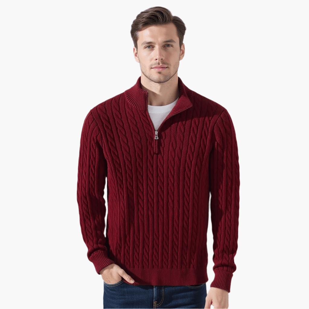 Taebaek Zip-Up Cable Knit Sweater - Mercer Society